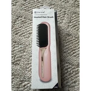 Gaiam Portable Cordless Hair Heated Hair & Straightening Brush NEW